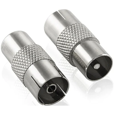 Immagine di POPPSTAR 2x Adattatori Antenna TV (IEC maschio femmina) Connettori per cavi satellitari e coassiali, colore argento