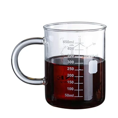 Immagine di Mug, holilest Caffeine Beaker Mug Graduated with Handle Borosilicate Glass Cup