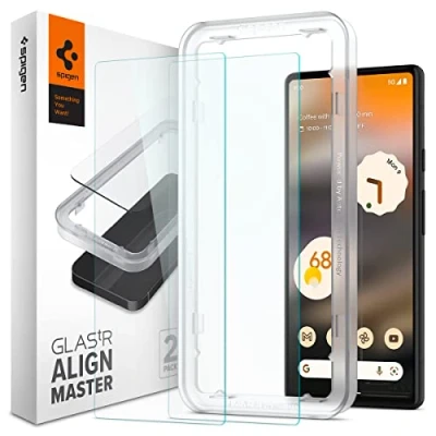 Immagine di Spigen Vetro Temperato Proteggi Schermo con Montageframe Google Pixel 6a Confezione Da 2