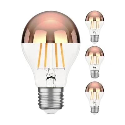 Immagine di ledscom.de 4 pezzi E27 lampadina LED, A60, bianco caldo (2600 K), 7,5 W, 839lm, specchio di testa (oro rosa)