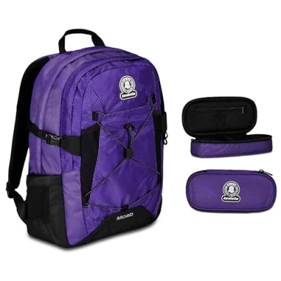 Immagine di Invicta Zaino Scuola Moab Solid, Viola, Doppio Scomparto, Tasca Porta PC + Portapenne, Mono Scomparto Bambine e Ragazze