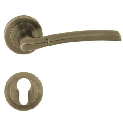 Immagine di domino PRESTO R M3 Set di maniglie per porta, cilindro profilato, rosetta rotonda, maniglia porta della camera, dell&#039;ufficio, cantina e interna, accessori in