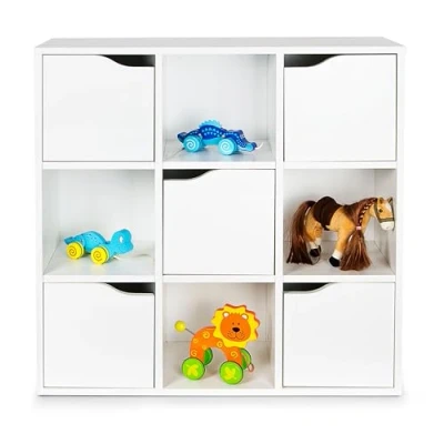 Immagine di leomark Scaffale Kubico Max Libreria moderna portaoggetti in Bianco, perfetta per soggiorno, camera da letto, ufficio e cameretta dei bambini, Dimensioni: 29 x 89 89,5 (altezza) cm.