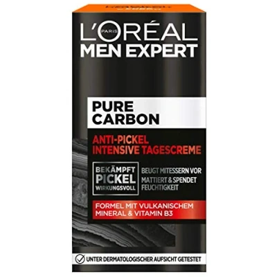 Immagine di L&#039;Oréal Men Expert Crema idratante anti brufoli con vitamina B3 e minerale vulcanico, puro carbonio, 1 x 50 ml