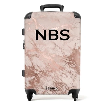Immagine di NoBoringSuitcases.com Valigia Personalizzabile, Grande, Serratura TSA, Media, Trolley Grande Rigido, Suitcase Large, 23 kg (67cm 72L) (Marmo Oro rosa)
