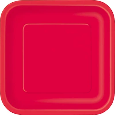 Immagine di Unique Piatti Ecologici Quadrati di Carta 18 cm Colore Rosso Confezione da 16, Red, 31502EU