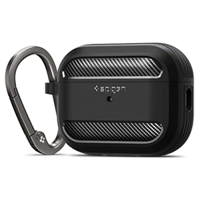 Immagine di Spigen Cover Rugged Armor Compatible con AirPods Pro 2 (2a Generazione 2023/2022) Moschettone Nero Opaco