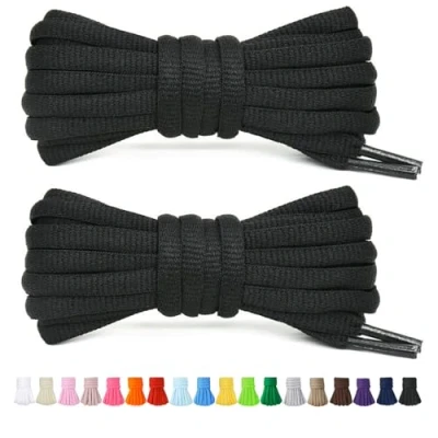 Immagine di Stepace 2 Paia di Lacci Arrotondati da 60cm per Sneakers, Lunghezza 200cm 18 Colori, Scarpe Nero