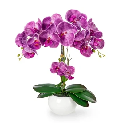 Immagine di PASCH® orchidee artificiali in vaso di ceramica lucida (40 cm), fiori vaso, come reali,