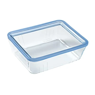 Immagine di Pyrex 5424006, Pure Glass Contenitore rettangolare ermetico con coperchio, 24 x 19 8 cm, 2,6 l, Trasparente