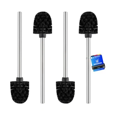 Immagine di Ibergrif M34155 scopino di ricambio per WC con manico in acciaio inossidabile, 4 pezzi, 8 x 36 cm, Nero