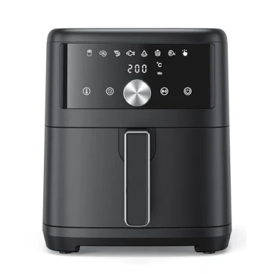 Immagine di Innsky Friggitrice ad Aria Calda 6 Litri, Air Fryer con LED Touch Screen, Senza Olio Design Compatto, Fino A Sei Persone, 1500W, 8 Programmi, Basso Rumore, Ricette Italiane, Negro