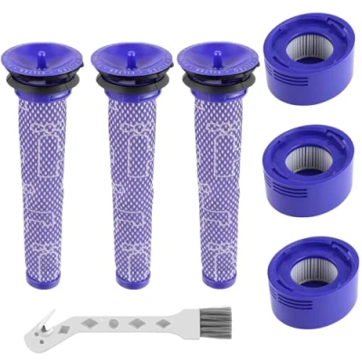 Immagine di HUAREW 6 pezzi Filtro per Dyson, di Ricambi Dyson V8 V7 Aspirapolvere Animal Absolute Motorhead,3 Pre &amp; 3 HEAP Post Filtri,sostituire le parti # DY 96566101, 96747801