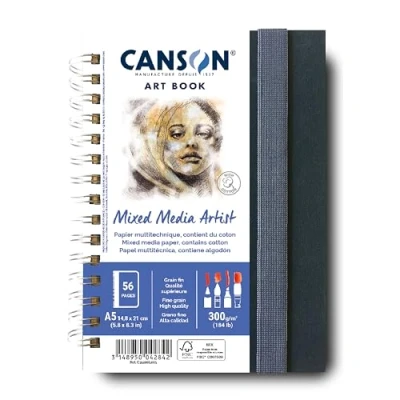Immagine di Canson Professional Book Carta Multitecnica Grana fine 300g/m² Taccuino Spiralato A5 14 8x21cm Bianco 28 fogli