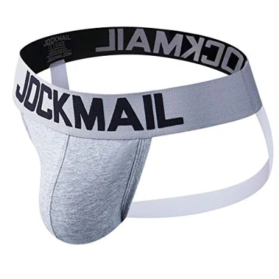 Immagine di JOCKMAIL Sexy Mens Jock Cinghie Biancheria Intima Cotone Jocks Bikini G string Uomini Tanga Slip Maschio Gay 6 Colori, Grigio, M