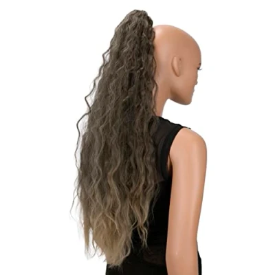 Immagine di CAISHA 70 Extra Lungo Voluminoso Ondulato Coda Di Cavallo Parrucchino Fibre Sintetiche Resistenti Al Calore Con Clip A Farfalla Mix Biondo Castano H707