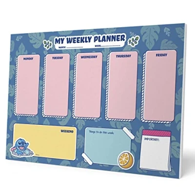 Immagine di Grupo Erik Planning da Tavolo A4 Stitch, Planner Settimanale con 54 Fogli A Strappo, Agenda Organizer, To Do List Planner, Scrivania, 21 x 29.7 Cm