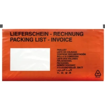 Immagine di Netuno 50 buste portadocumenti autoadesive rosse formato lungo 239x 131 mm adesive porta documenti DL per pacchi biglietti di consegna fatture lettere vettura bolle polizza carico