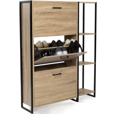 Immagine di IDMarket Scarpiera LUIS a 3 ante con ripiano di design industriale