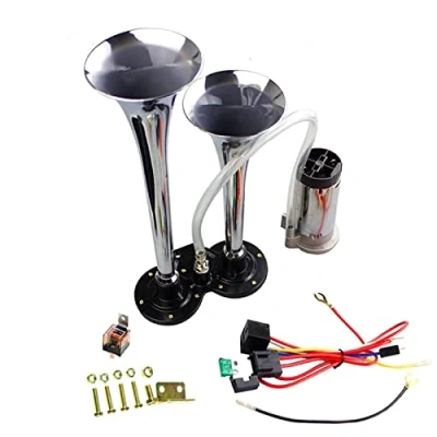 Immagine di Yida Doppia Tromba per Auto, 12 V, 150 db, Avvisatore Acustico ad Aria, in Zinco Cromato, con Compressore Qualsiasi Veicolo a Camion, Autocarri, Treni, Barche, Furgoni