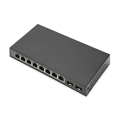 Immagine di DIGITUS Switch di rete Gigabit a 10 porte Non gestito 8 RJ45 2x uplink SFP 10/100/1000 Mbps Auto MDI/MDI X nero