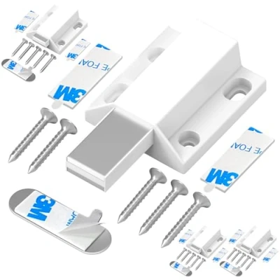 Immagine di Serratura Magnetica Senza Chiodi Tonitrui Push Open Porta Touch Lock Cucina Release Armadio Chiusura e Apertura Pop up (Bianco 4 Pezzi)