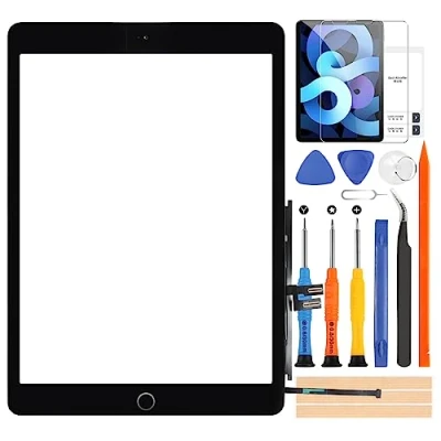 Immagine di Touchscreen per iPad 7 2019 8 2020 Digitizer Touch Schermo iPad7 iPad8 Sostituzione A2197 A2198 A2200 A2270 A2428 A2429 A2430 con Strumenti(con Home Buttone,Non LCD,Nero）