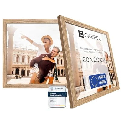 Immagine di CABBEL confezione doppia (set di 2) cornice 20x20 cm, Rovere, robusta in legno MDF, plexiglass infrangibile,
