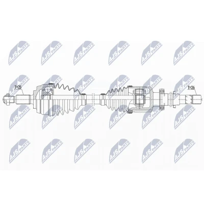 Immagine di NTY NPW RE 159 Albero motore / Semiasse Assale anteriore Dx 942 Cambio manuale a 6 marce RENAULT: SCENIC 3, MEGANE 3 Coupe