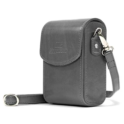 Immagine di MegaGear MG1213 Custodia in finta pelle per Fotocamera con Tracolla compatibilie Panasonic Lumix DC TZ95, TZ90, DMC LX15, TZ80, TZ100 Grigio