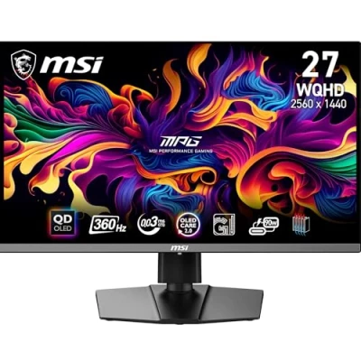 Immagine di MSI MPG 271QRX QD OLED 26,5&quot; WQHD Gaming Monitor Pannello Quantum Dot 2560 x 1440, 360Hz / 0,03ms, 99% DCI P3, ΔE≤2, DisplayHDR True Black 400, KVM, RGB DP 1.4a, HDMI 2.1, USB Type C