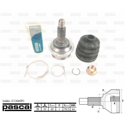 Immagine di PASCAL G13060PC Kit Giunto Omocinetico lato ruota MAZDA: 6 SW