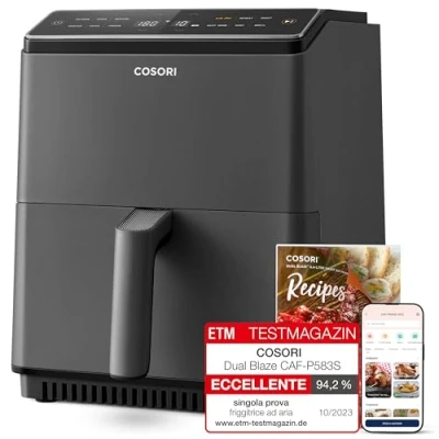 Immagine di COSORI Friggitrice ad Aria, Air Fryer 6,4L (1,8Kg), Forno Elettrico, Doppia Resistenza, Connessione Wifi, 12 Funzioni Preimpostate, Libro&amp;APP Ricette, 1700W, P583S ‎Grigio Scuro