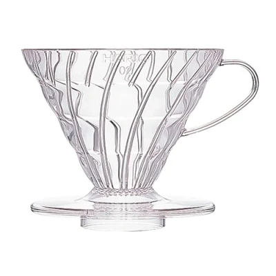 Immagine di HARIO Gocciolatore di caffè a forma V in plastica V60 con ritenzione del calore, 400 millilitri, trasparente, misura 02, resina acrilonitrile stirene polipropilene, 2