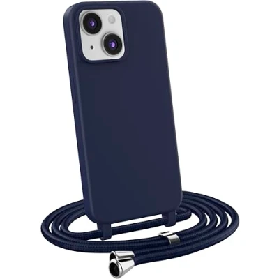 Immagine di MyGadget Cover per iPhone 15 Custodia con Corda Case Cordino Opaca Antiurto/Bumper Laccio/Tracolla Practical Stylish Collo Blu scuro