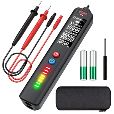 Immagine di BSIDE Rilevatore di Tensione NCV con LCD EBTN Multimetro Automatico a Penna Display 3 Risultati e 8 LEDs Sensibilità Regolabile Tester AC DC Ohm Hz Fili Filo vivo Torcia