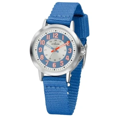 Immagine di Atrium Orologio da polso per bambini, analogico, al quarzo, extra chiaro, con cinturino in nylon, colore argento, blu jeans A46 12, Blu, Classico
