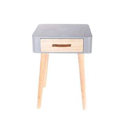 Immagine di The Home Deco Factory HD Comodino a 1 cassetto in legno MDF, grigio, 35x35x48 cm