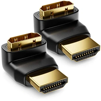 Immagine di deleyCON 2x Adattatore Angolare HDMI A 90 in Set Presa e Spina Tipo 4K Ultra HD UHD 3D Full 1080p HDR ARC Highspeed con Ethernet