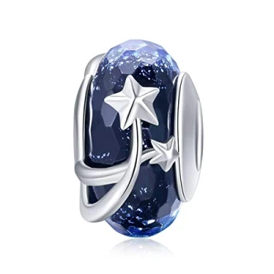 Immagine di Ciondolo in vetro di Murano e argento Sterling per braccialetti Pandora Argento, colore: a forma stelle notturne., cod. C1154C1154