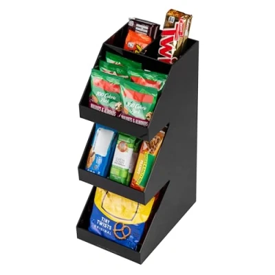 Immagine di Mind Reader Foundation Collection, dispenser a 3 ripiani, 5 scomparti per caffè, tè, utensili e condimenti, organizer da bancone, cucina sala relax, 15,2 cm di lunghezza x 22,9 larghezza