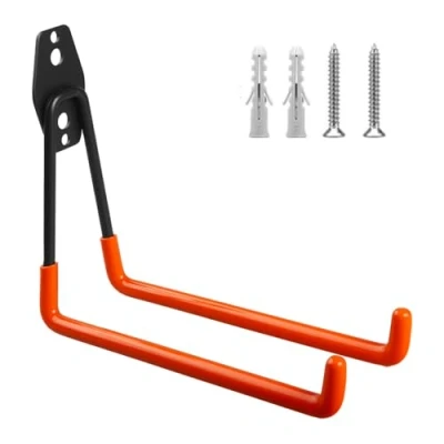 Immagine di Maclean 1x gancio per garage, Supporto da parete garage Portagomme, attrezzi, scala, bicicletta a muro organizzazione, doppio (1, Carico max. 25kg), MC 444