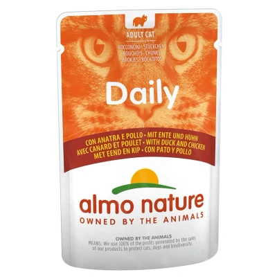 Immagine di 5 + 1 gratis! 6 x 70 g Almo Nature Daily umido per gatto Anatra e Pollo