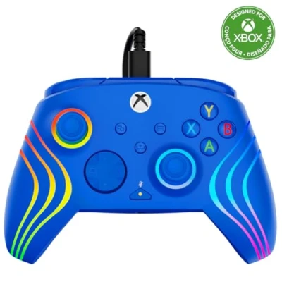 Immagine di Turtle Beach Afterglow Wave Controller Gamepad RGB cablato blu Con licenza per Xbox Series XS, One e Windows Pulsanti programmabili, grilletti effetto Hall, controlli audio