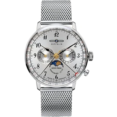 Immagine di Zeppelin, Orologio da polso, al quarzo LZ129 Hindenburg (ZE 7036M 1), Argento, (Orologio polso analogico, 40 mm)