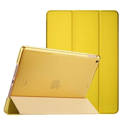 Immagine di ProCase Cover per iPad 9 2021/8 2020/7 2019/iPad 10.2 Custodia[A2602 A2603 A2604 A2605 A2270 A2428 A2429 A2430 A2197 A2198 A2200], Smart Sottile Leggero Traslucida Smerigliata Giallo