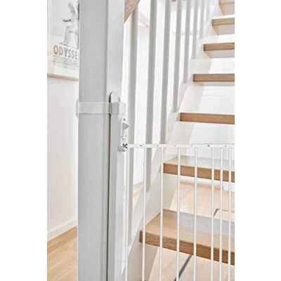 Immagine di BabyDan Il kit di installazione universale per scale in legno massello permette montare cancelli sicurezza sulle scale, pali Newel Balaustre, bianco