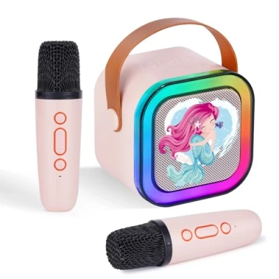 Immagine di DYNASONIC A29. Karaoke con due microfoni. Altoparlante Bluetooth per bambini. Giocattolo elettronico Regali bambini da 3 a 15 anni (Sirena)