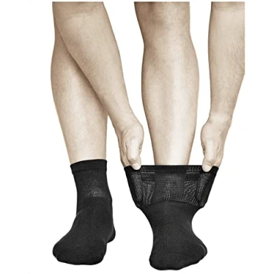 Immagine di vitsocks Calzini Relax con Suola in Spugna Uomo (3 PAIA) Calze Comode per Piedi Sensibili, nero, 44 46