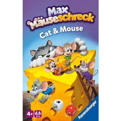 Immagine di Ravensburger Max Mäuseschreck 22466 Spaventapasseri per Topi Compatto Gatto e Topo, Bambini dai 4 Anni in su, Gioco da Collezione 2 Giocatori,